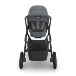 Uppababy Vista V3 Kinderwagen Julian - Dusty Blue Mélange - Carbon Frame Met Kastanje Bruin Leer