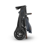 Uppababy Vista V3 Kinderwagen Julian - Dusty Blue Mélange - Carbon Frame Met Kastanje Bruin Leer