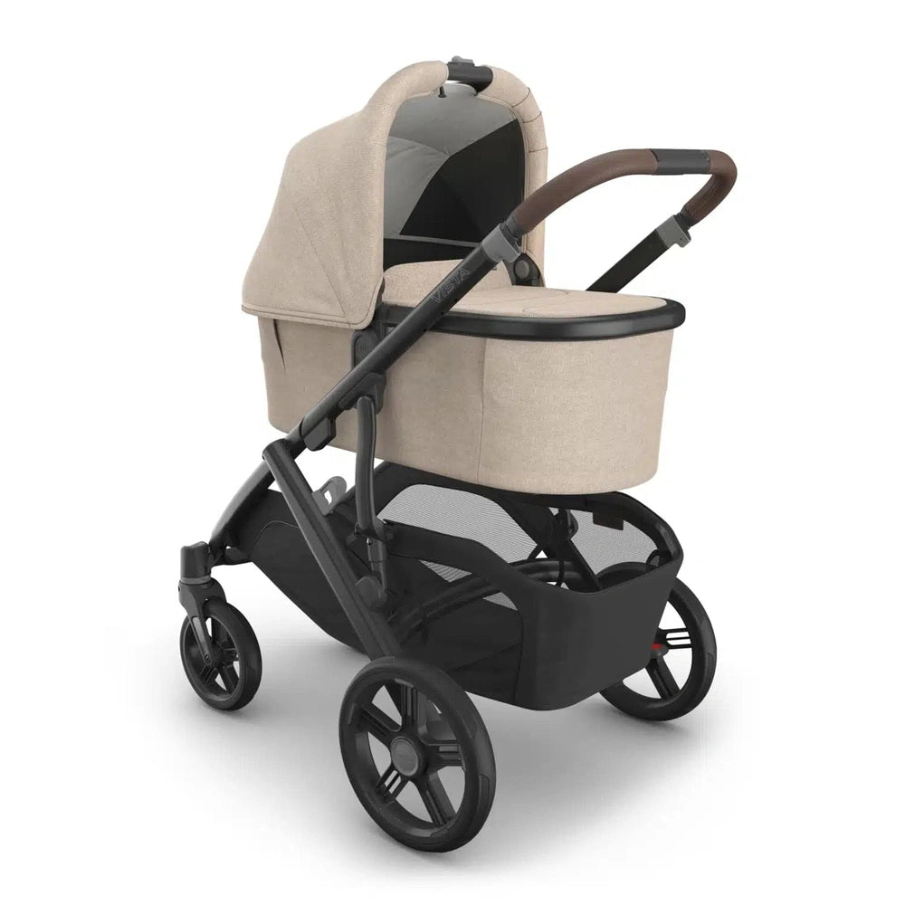 Uppababy Vista V3 Kinderwagen Liam - Oat - Carbon Frame Met Kastanje Bruin Leer