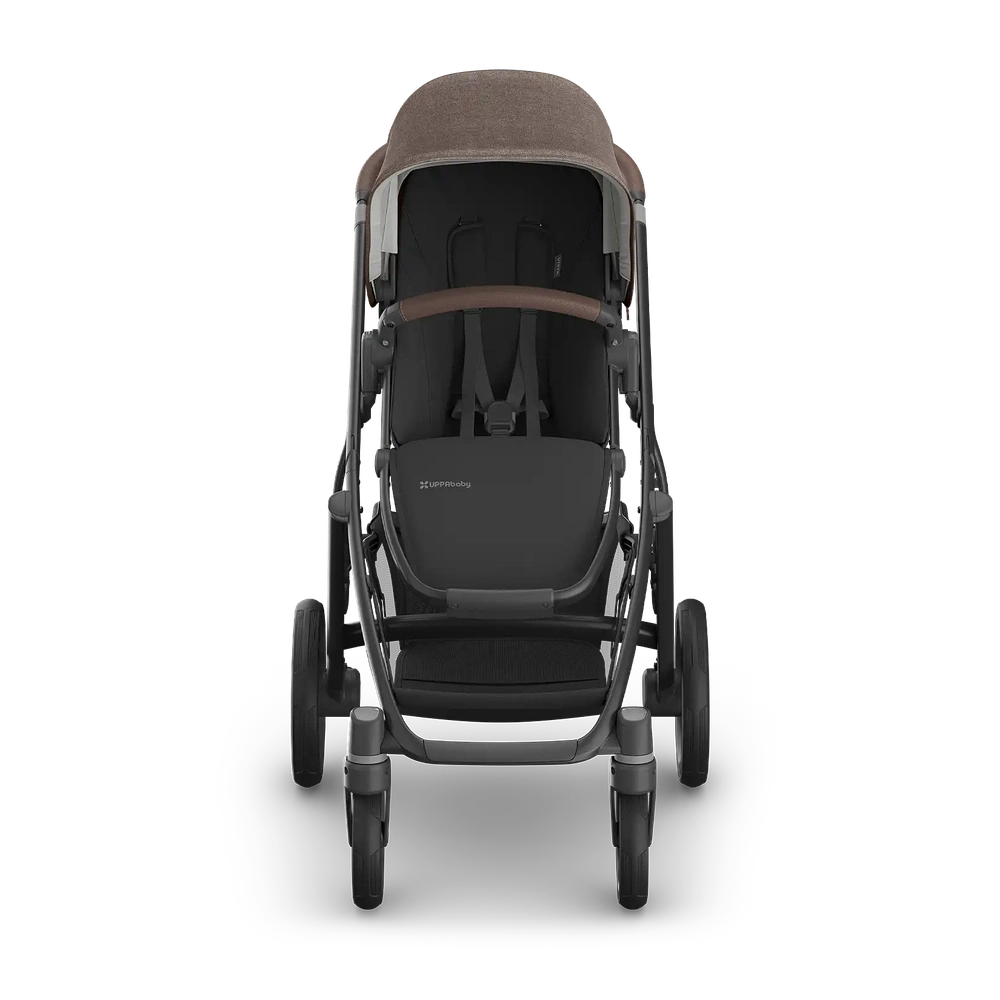 Uppababy Vista V3 poussette Owen - Mocha Mélange - châssis carbone avec cuir marron châtaigne