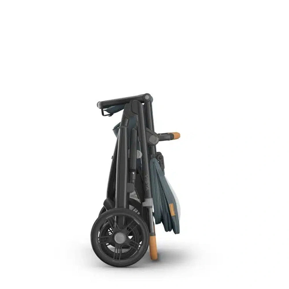 Uppababy Vista V3 Kinderwagen Dillan - Stone Blue - Carbon Frame Met Zand Bruin Leer