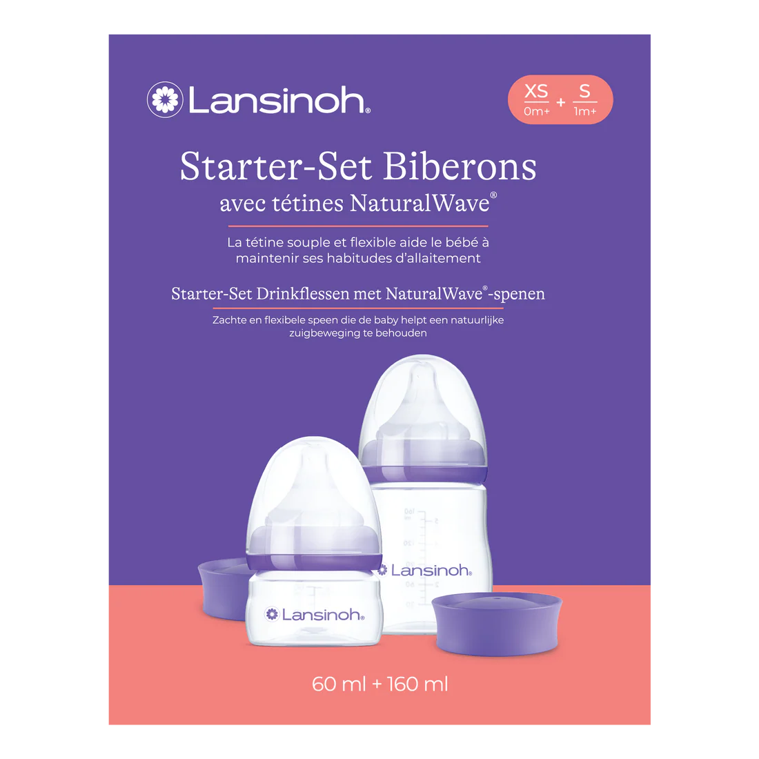 Lansinoh Starter-Set Pasgeborenen Drinkflessen met NaturalWave® - 60 ml + 160 ml