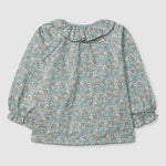 Laranjinha Bloemen Blouse Met Ruches Kraag - Petrolblauw