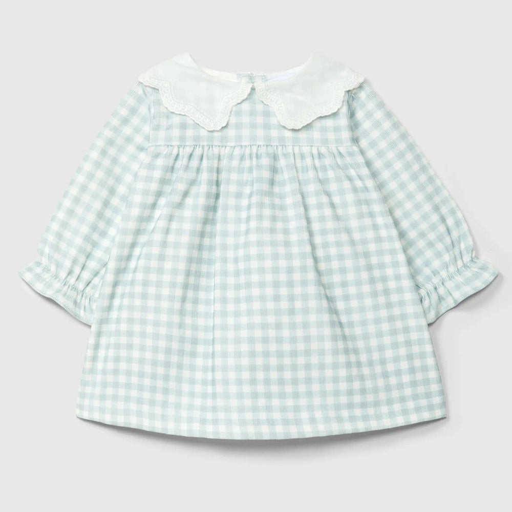 Laranjinha Jurk Met Geborduurde Kraag - Blauw