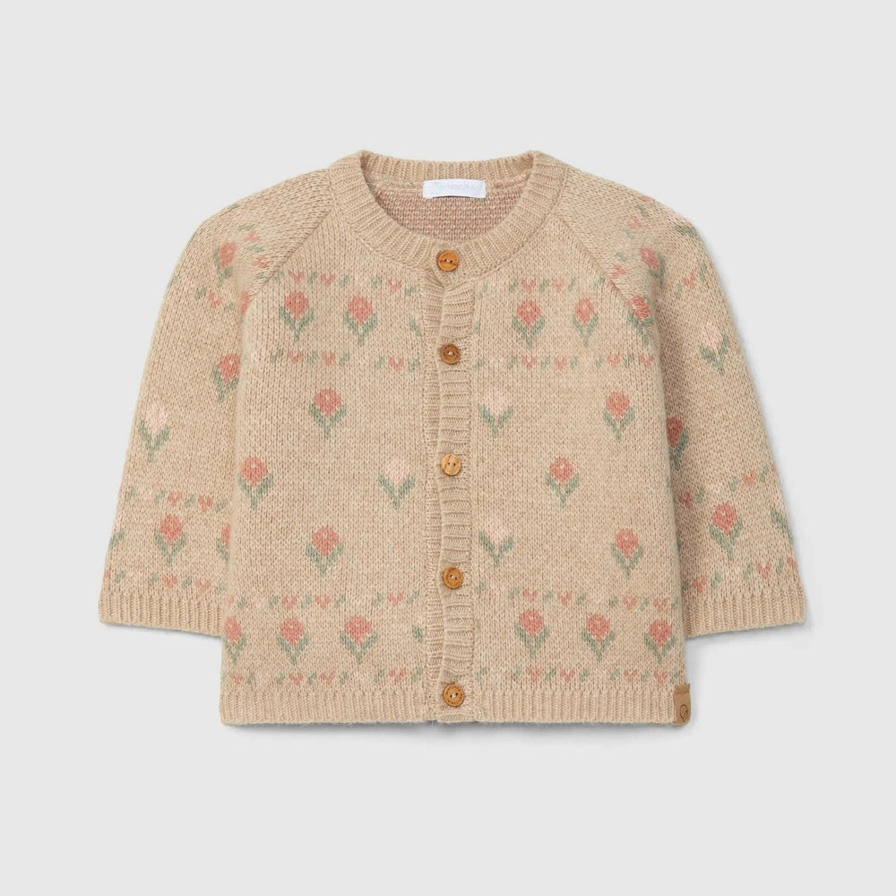Laranjinha Veste en maille à fleurs - Beige