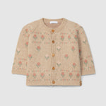 Veste fleurie en maille Laranjinha - Beige