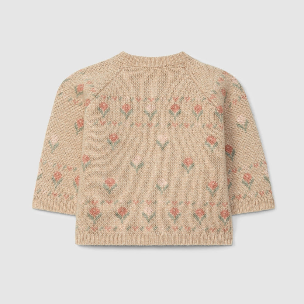 Laranjinha Veste en maille à fleurs - Beige