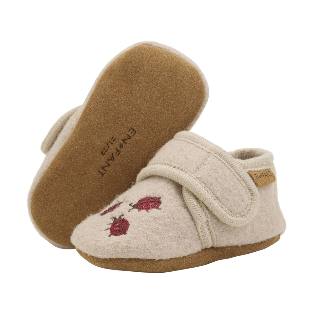 En Fant Wollen Slippers Met Borduurwerk - Moonlight
