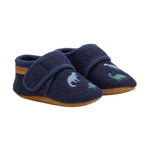 En Fant Wollen Slippers Met Borduurwerk - Navy