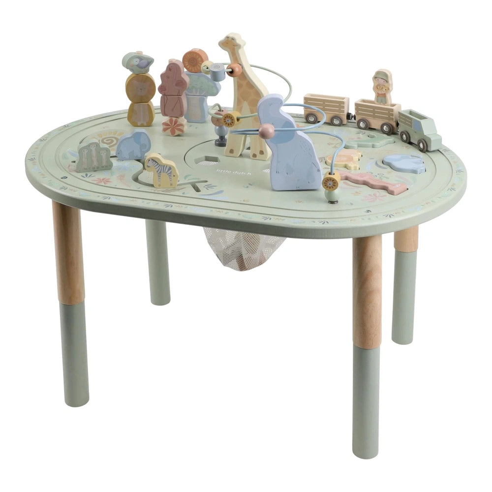 Little Dutch - Houten Activiteitentafel XL - Safari Friends - Groen
