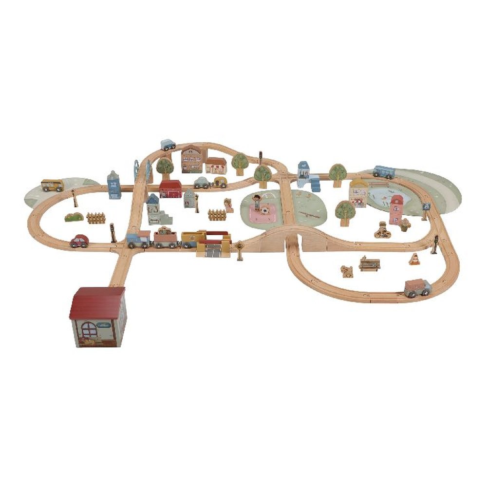 Circuit de train en bois Little Dutch, 114 pièces