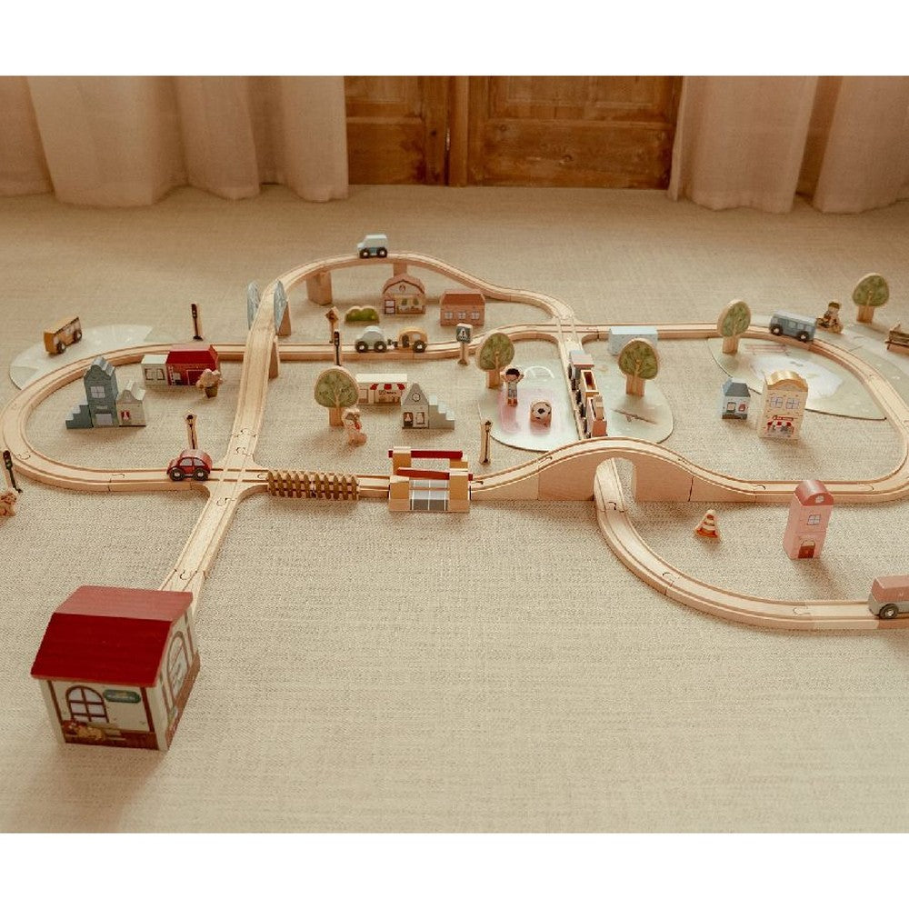Circuit de train en bois Little Dutch, 114 pièces