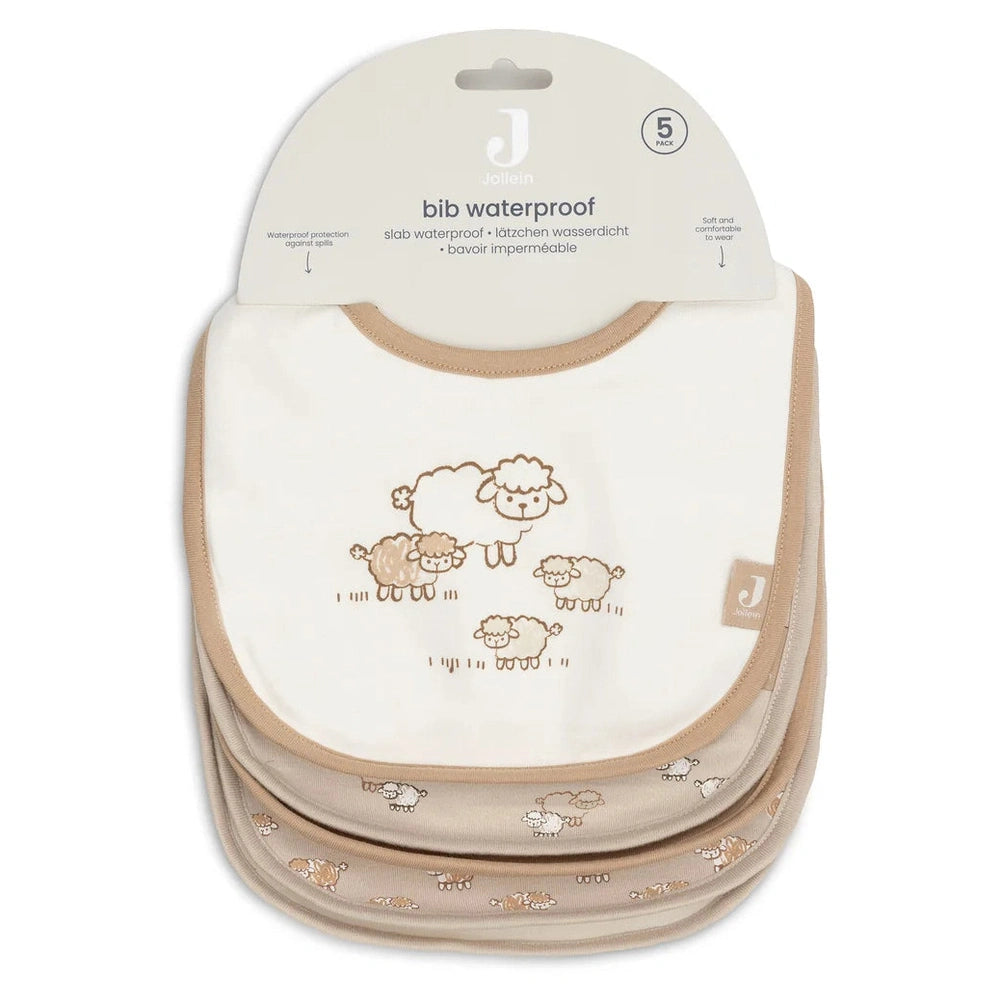 Bavoir imperméable en jersey Jollein, lot de 5 - Woolly