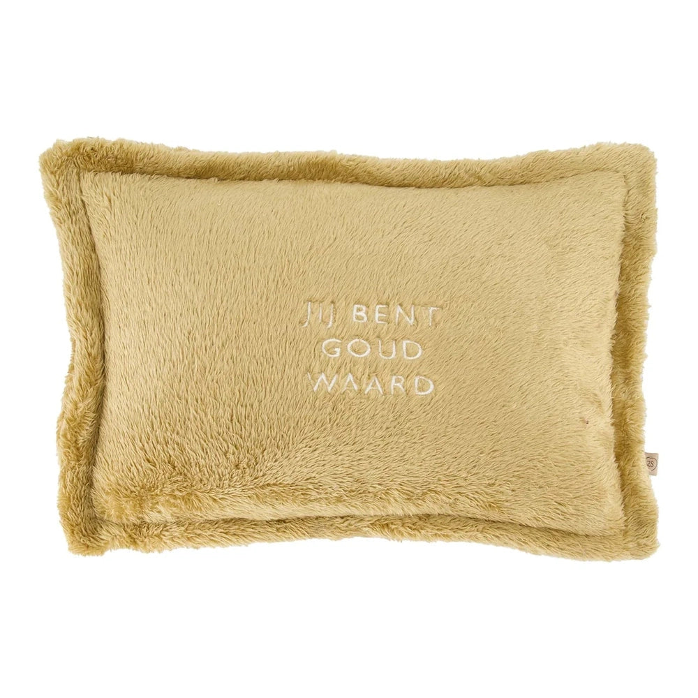 Zusss Kussen Fluffy Jij Bent Goud Waard 35x25cm - Oker