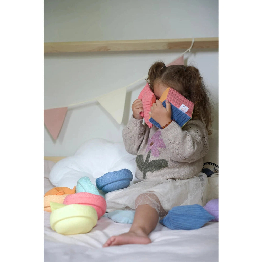 Pit&Play Sacs sensoriels pastel + voile de jeu en coton offert, taille moyenne, Fade Pastel