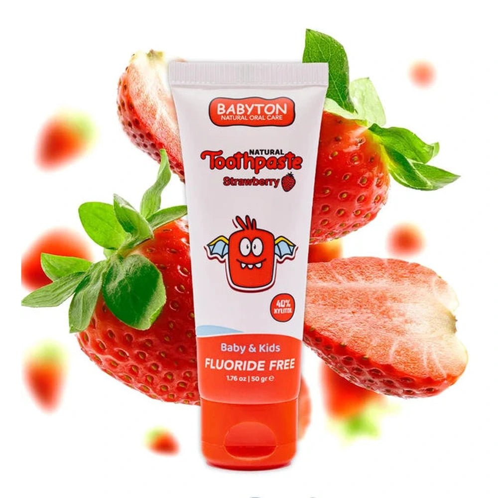 Babyton Tandpasta Baby & Kind Fluoridevrij 50g - Aardbei