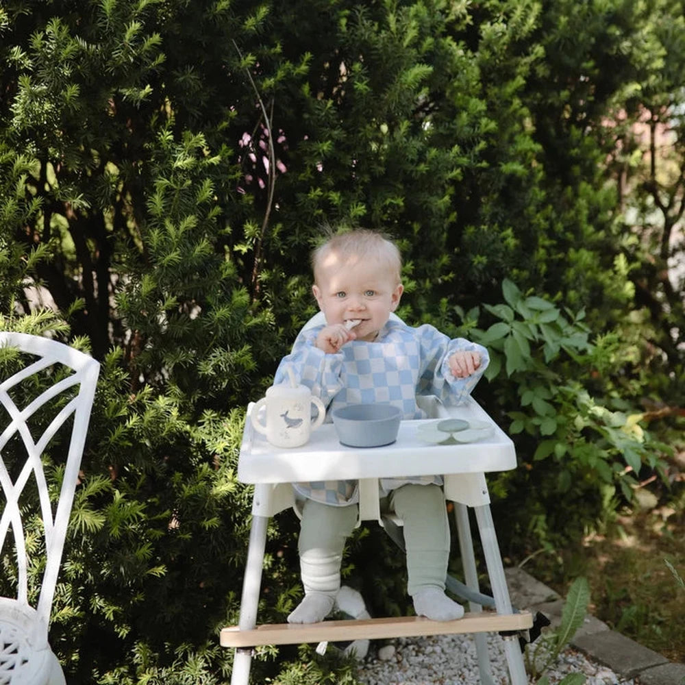 Mushie Slabbetje Met Lange Mouwen - Blue Check
