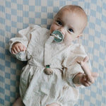 Mushie Set Van 2 Linnen Speenkoorden - Blue/Sand