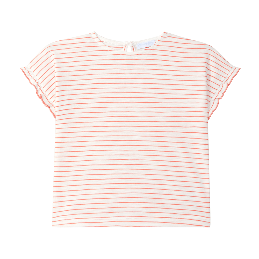Laranjinha Katoenen T-Shirt Met Bloem Voor Kinderen - Raspberry