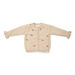 Little Dutch Gebreide Cardigan - Sand Met Bloemetjes