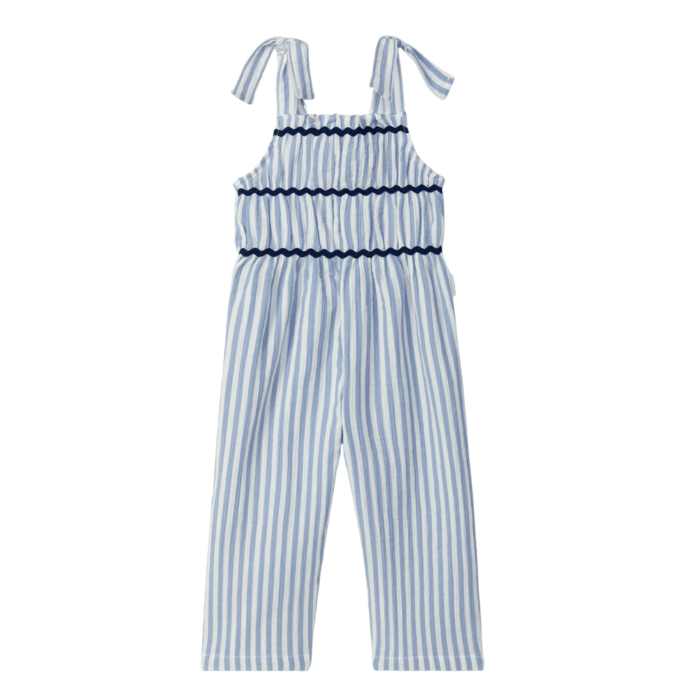 Laranjinha Gestreepte Katoenen Tuinbroek Voor Kinderen - Medium Blue