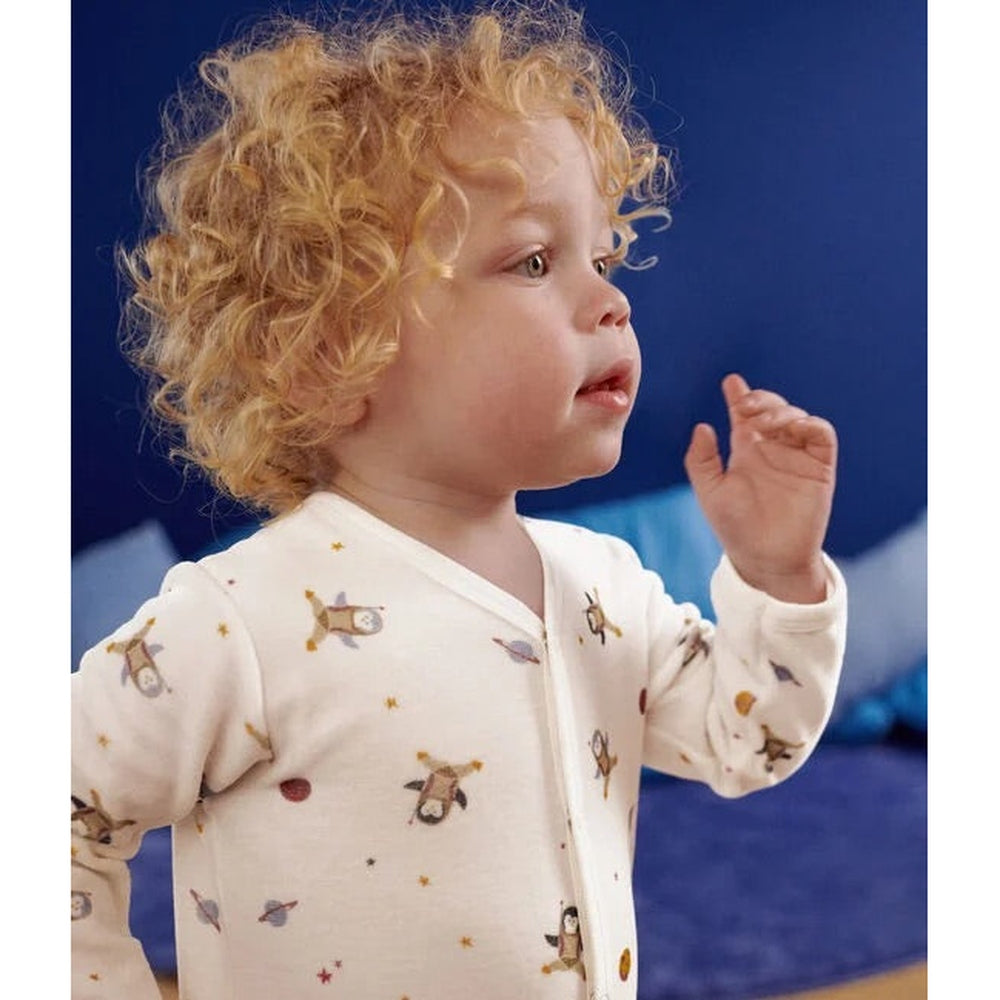 Petit Bateau | Babypyjama In Velour - Pinguïn In De Ruimte