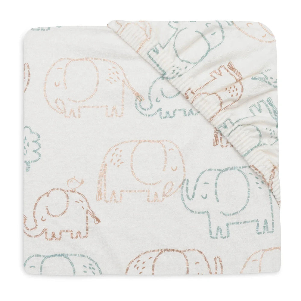 Jollein Hoeslaken Jersey 70/75x140/150cm - Elephant Tales