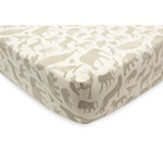 Jollein Hoeslaken Jersey 70x140/75x150cm - Animals Olive Green