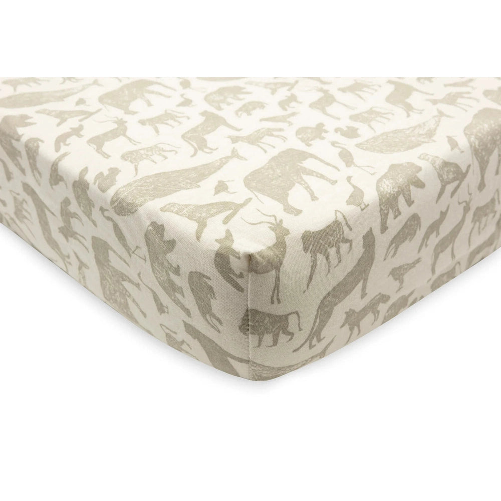Jollein Hoeslaken Jersey 70x140/75x150cm - Animals Olive Green