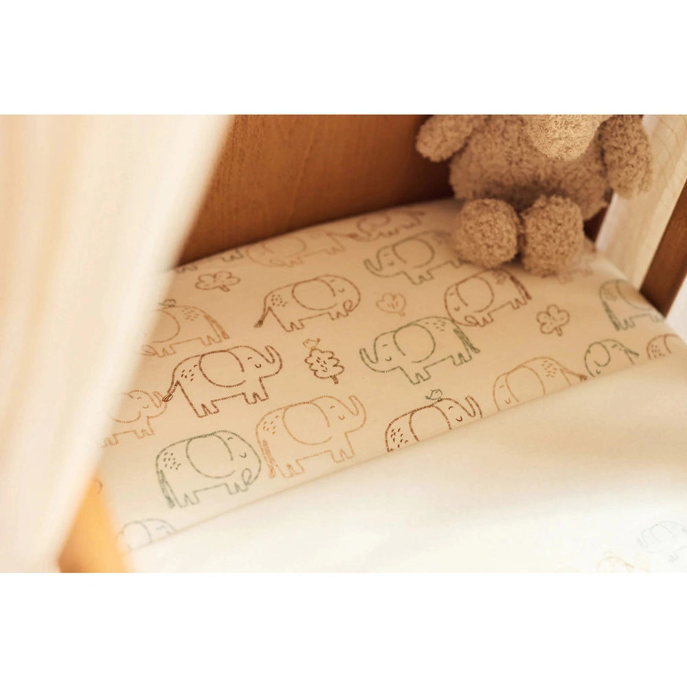 Jollein Hoeslaken Jersey 70/75x140/150cm - Elephant Tales