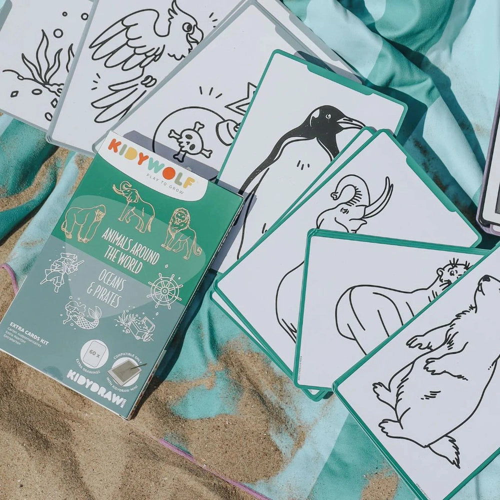 Kidywolf Kidydraw Mini Tekentablet REFILL - Animals Around The World / Oceans & Pirates