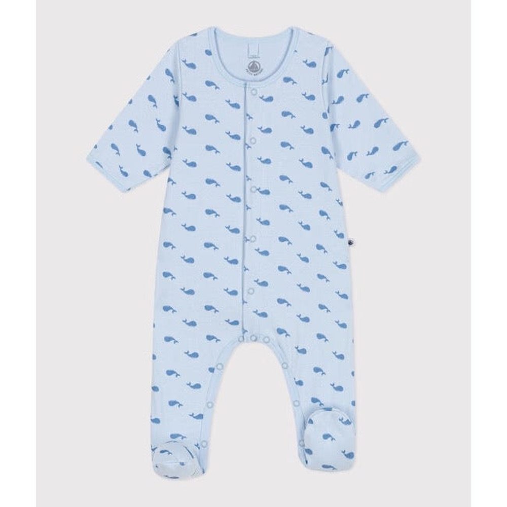 Petit Bateau Bodyjama Met Walvisprint In Tubic Voor Baby’s