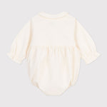 Petit Bateau Feestelijk Babypakje/Barboteuse Van Fluweel Met Borduursel