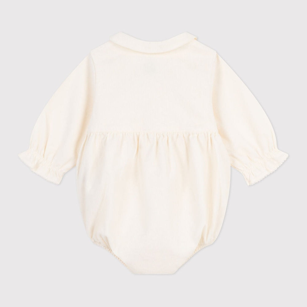 Petit Bateau Feestelijk Babypakje/Barboteuse Van Fluweel Met Borduursel