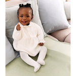 Petit Bateau Feestelijk Babypakje/Barboteuse Van Fluweel Met Borduursel
