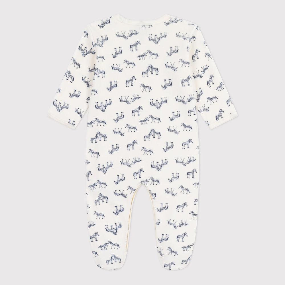 Petit Bateau Fluwelen Baby Pyjama Met Zebraprint