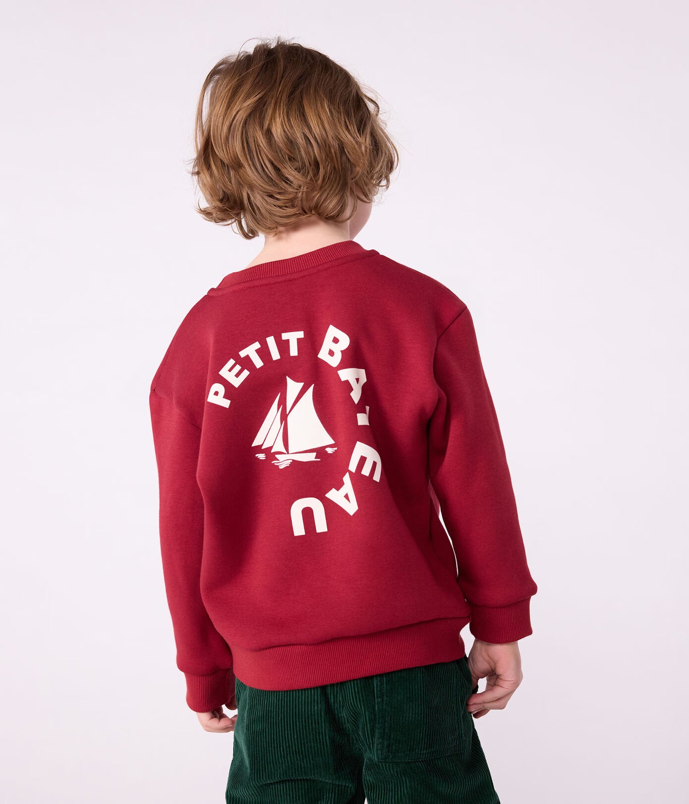 Petit Bateau Effen Katoenen Sweater Voor Kinderen - Donkerrood