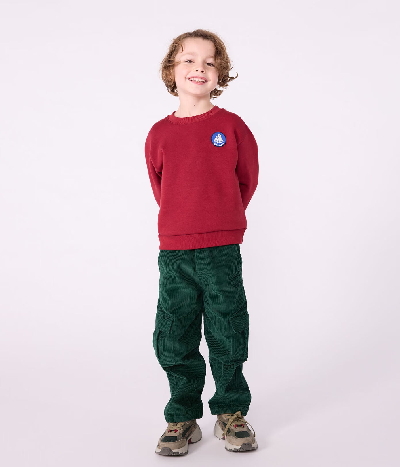 Petit Bateau Effen Katoenen Sweater Voor Kinderen - Donkerrood