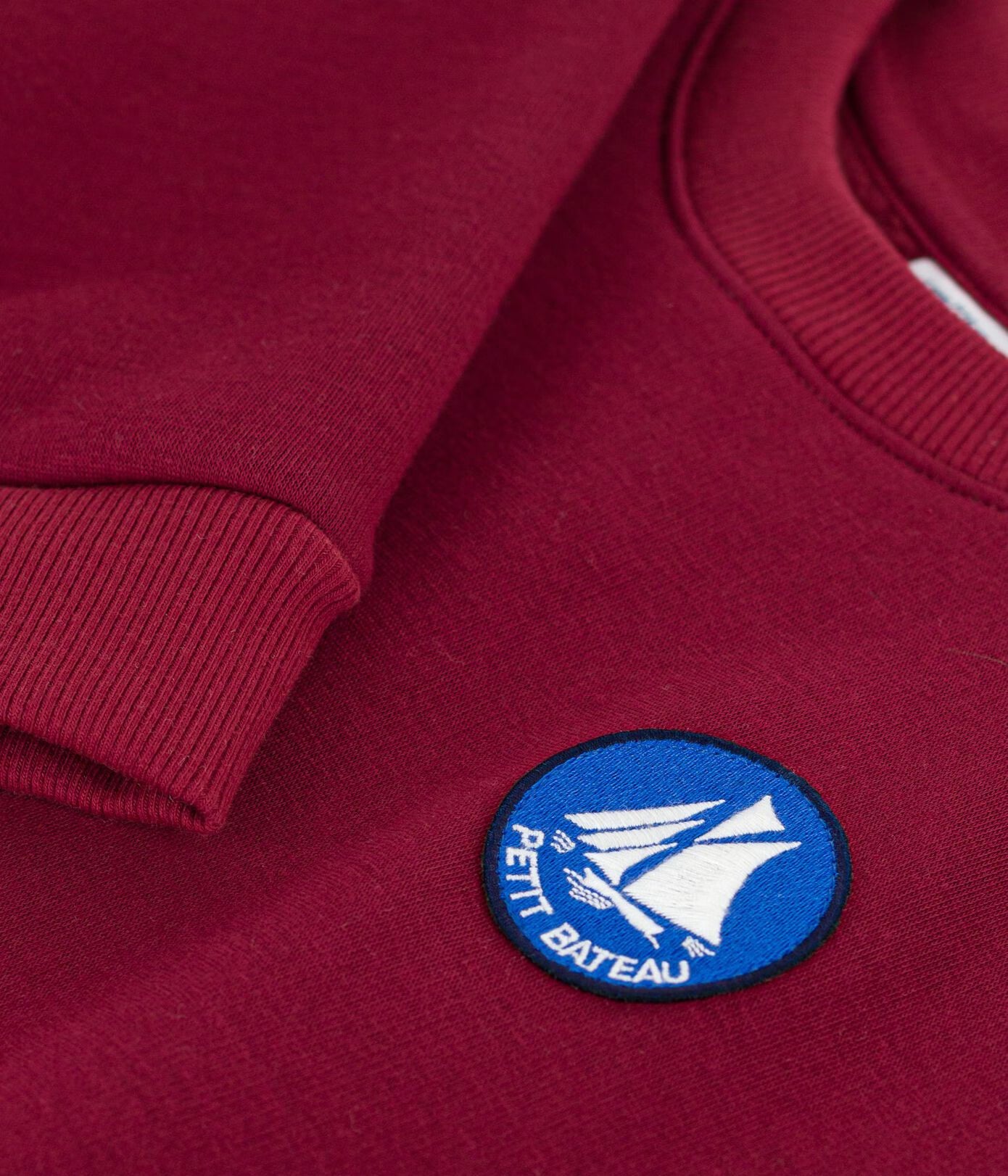 Petit Bateau Effen Katoenen Sweater Voor Kinderen - Donkerrood