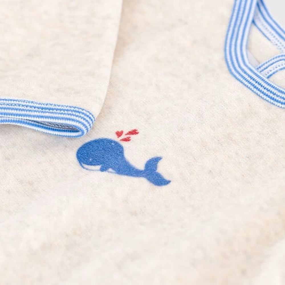 Petit Bateau Fluwelen Babypyjama Met Sluiting Op De Rug - Walvis