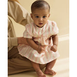 Minymo Jurk Korte Mouw Gestreept Silver Pink