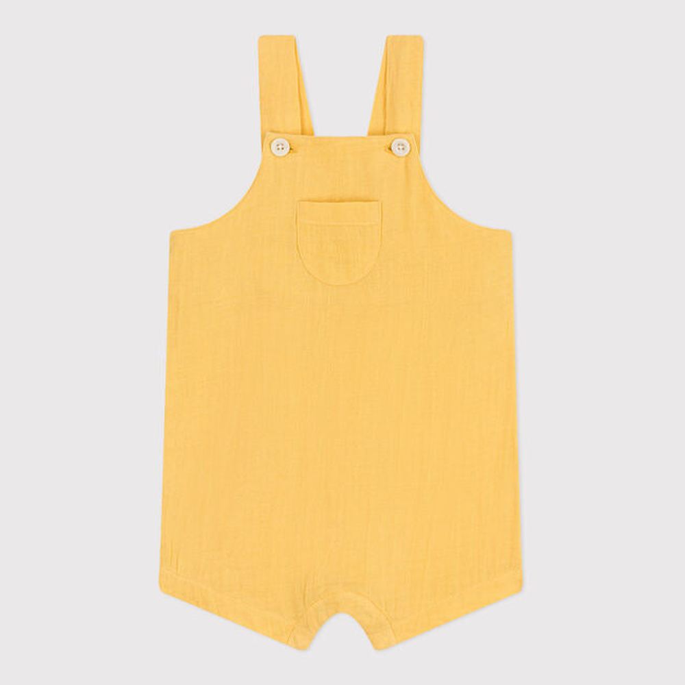 Petit Bateau Salopette Met Korte Pijpen Van Luchtig Katoen Voor Baby’s - Geel