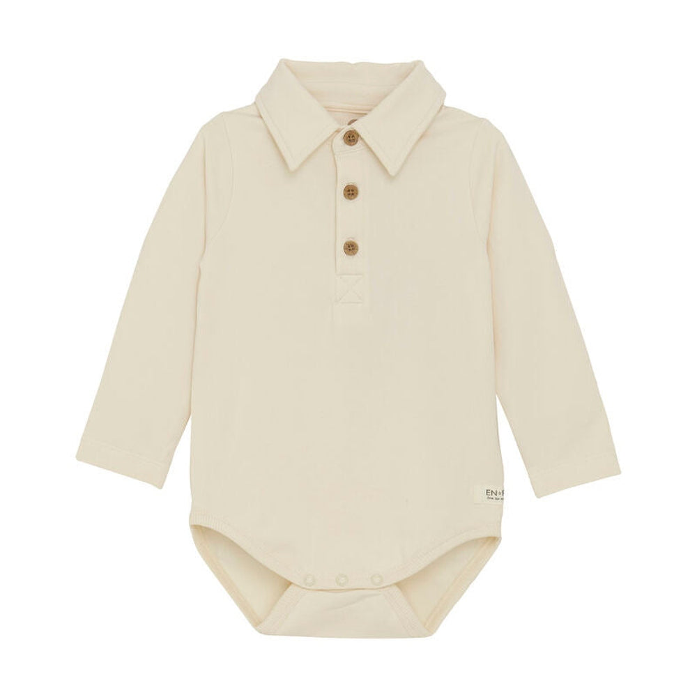 En Fant Polo Romper Met Lange Mouwen - Pearl