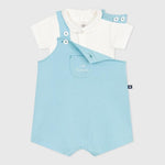 Petit Bateau Katoenen Geboortesetje Met Salopette En Body - Blauw/C’est l’amour