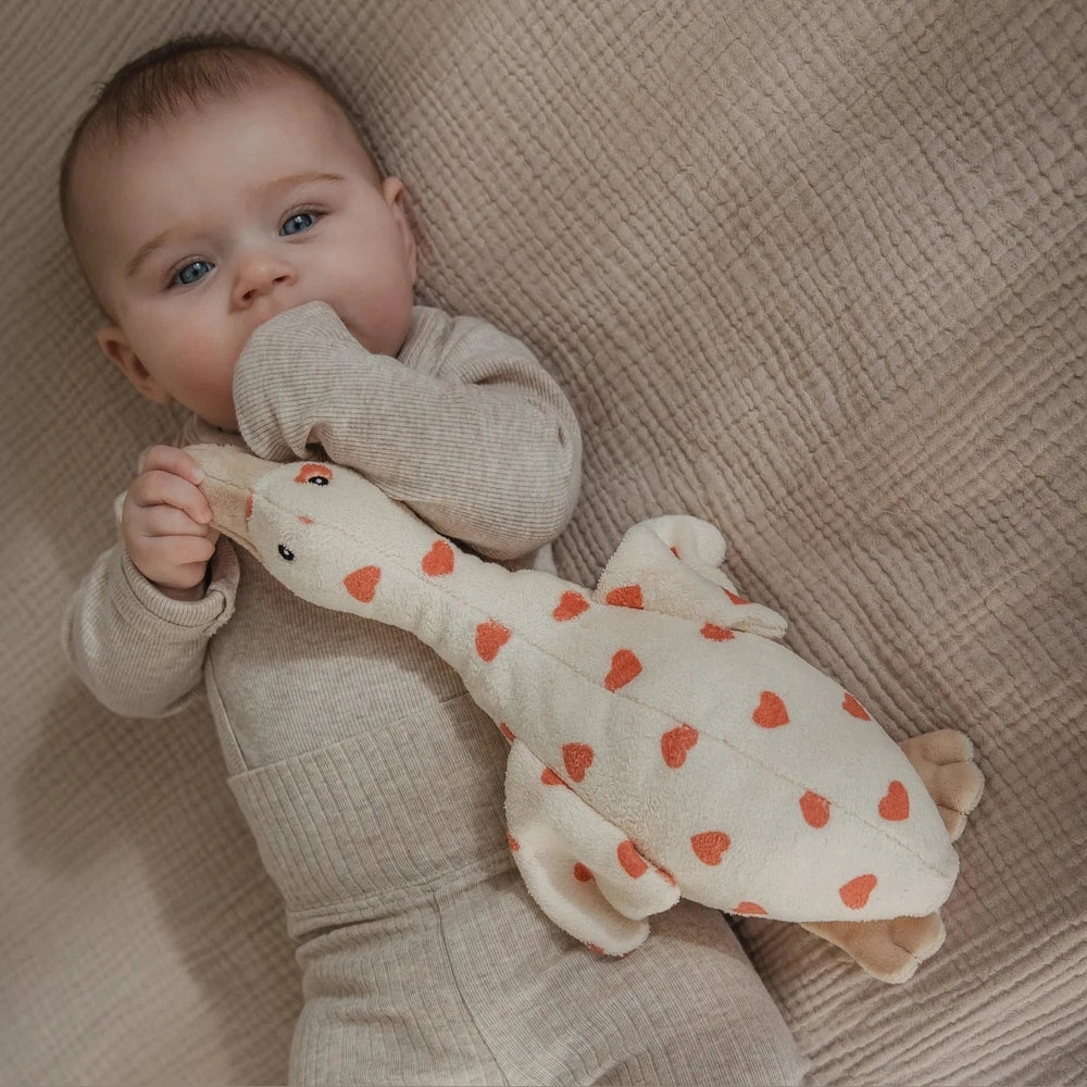 Flow Amsterdam Hartslag Comforter Liva - Eend/Beige Met Hartjes