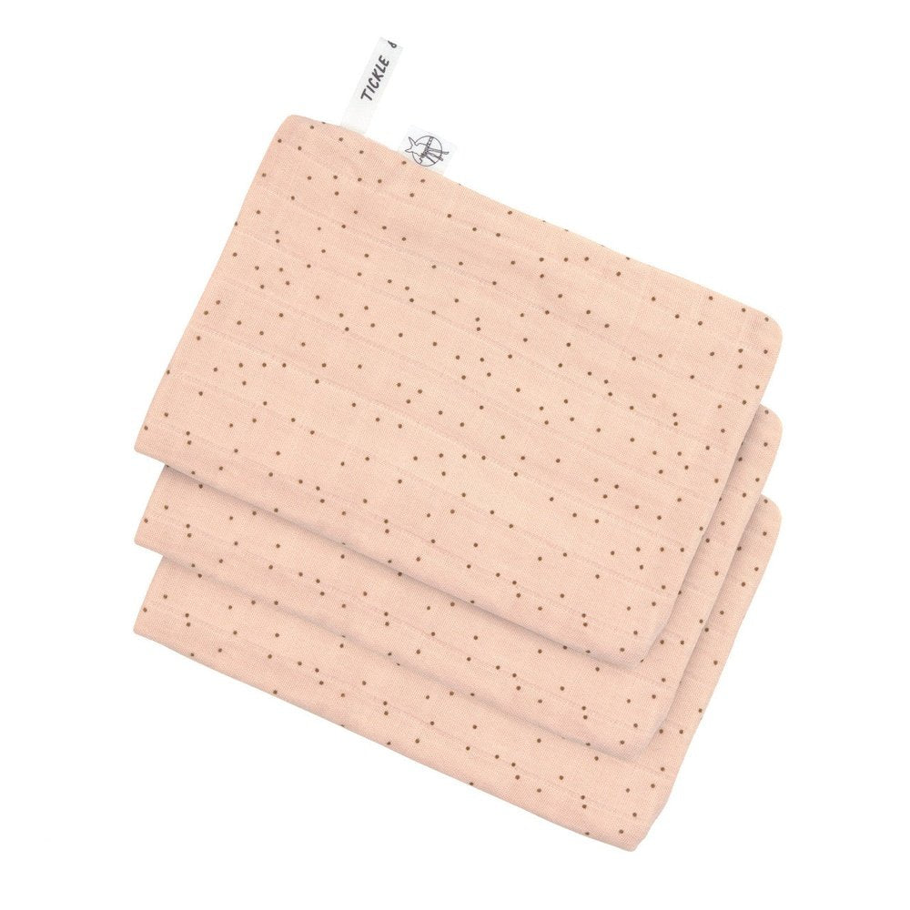 Washandjes - Set Van 3 - Dots Peach Rose