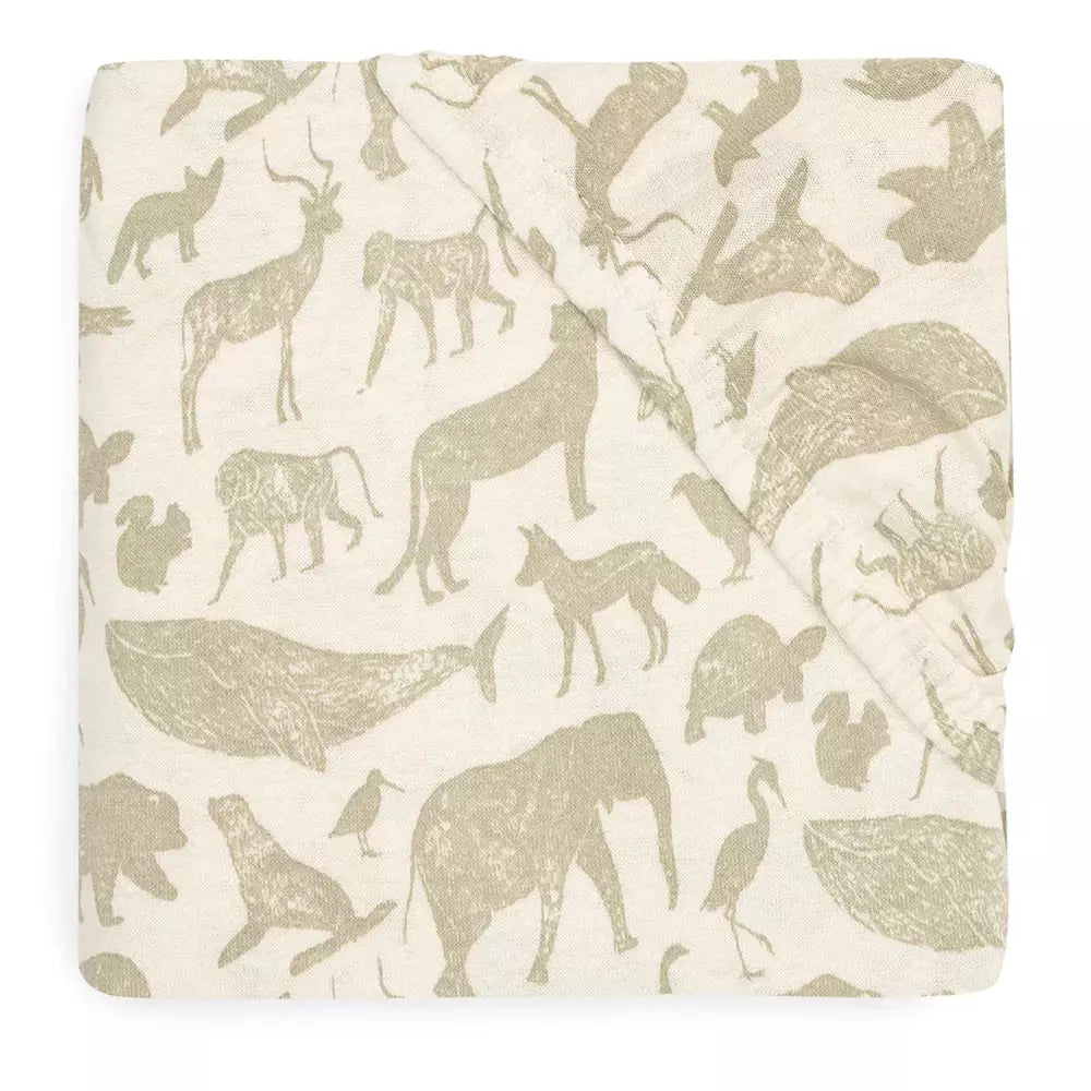 Hoeslaken jersey 40/50x80/90cm animals olive green