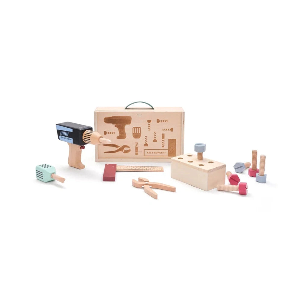 Kid's Concept Gereedschapskist Met Boor Kid's Hub - Houten Speelgoed