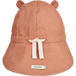 Liewood Gorm Omkeerbaar Seersucker Zonnehoedje Voor Kinderen Met Oortjes - Y/D Stripe Tuscany Rose / Sandy