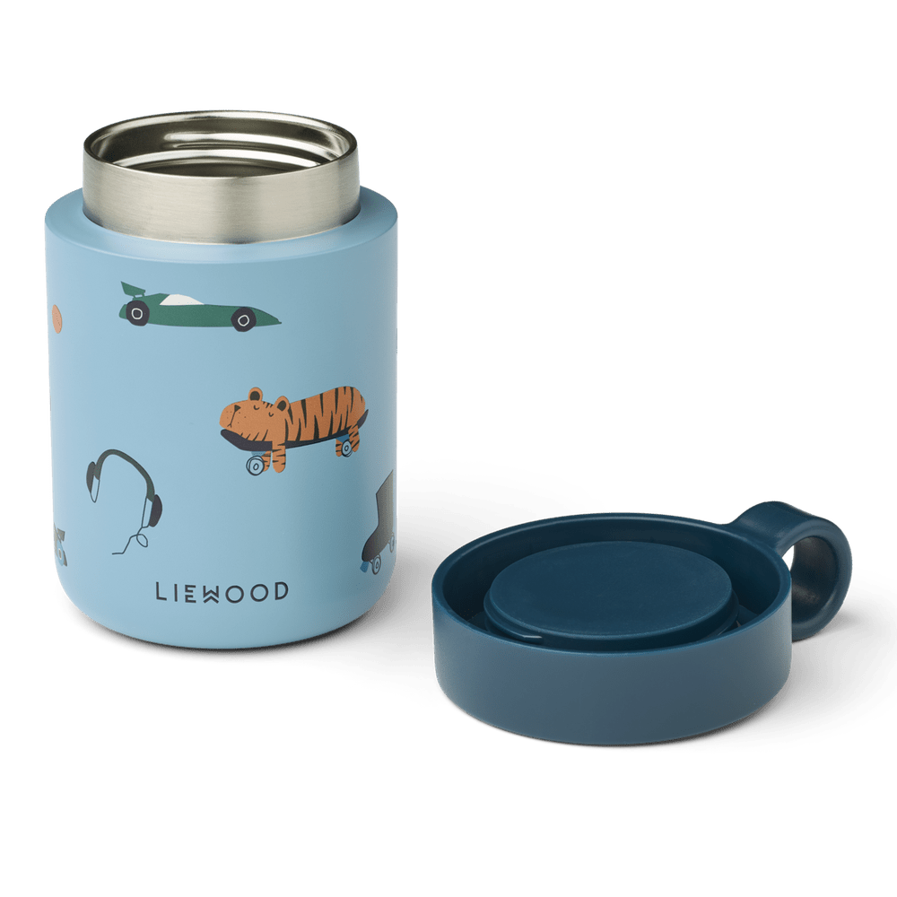 Liewood Kiani Bedrukte Food Jar / Bewaarpot / Thermos Voedselcontainer - Fun / Beach Blue